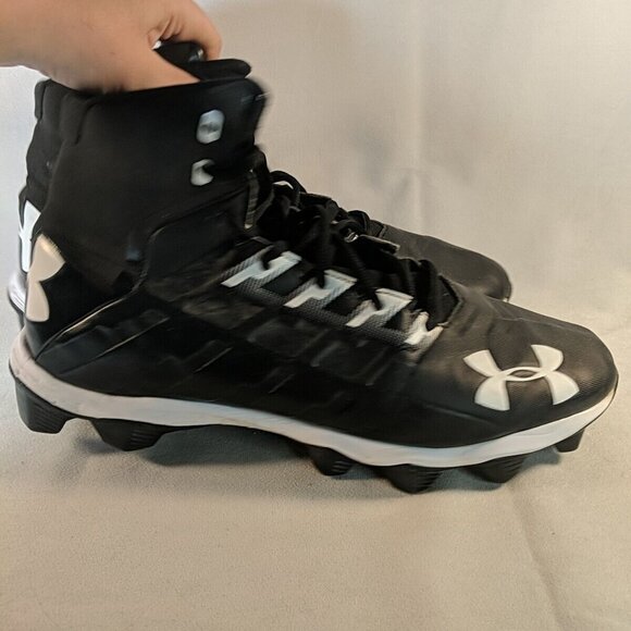 Under Armour Men 12 Renegade RM Football Cleats Shoes Black White 3000173-002 UA - Picture 3 of 13